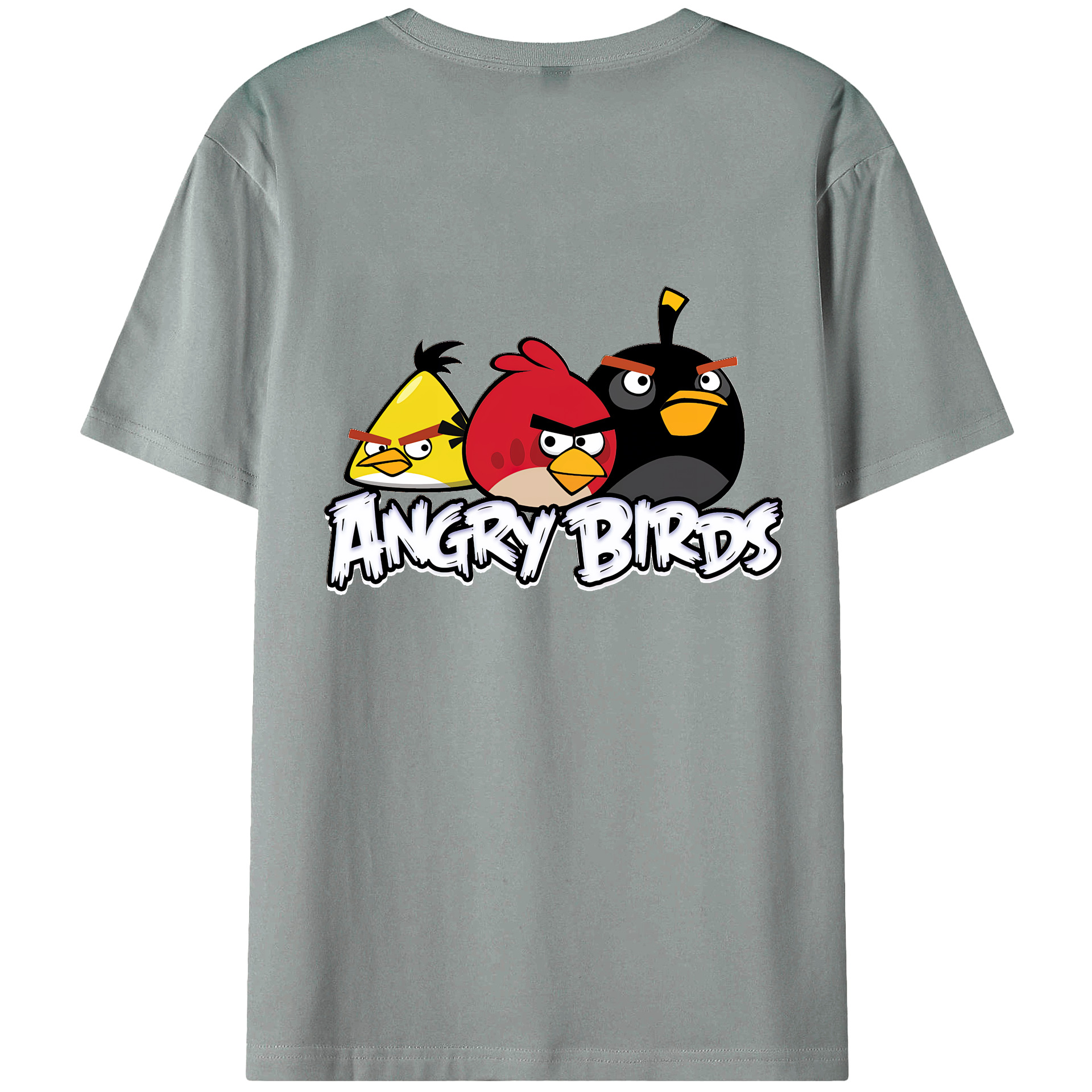 （画像用） Angry Birds アングリーバード 綿100％ メンズ半袖Tシャツ（バックプリント） 通気性